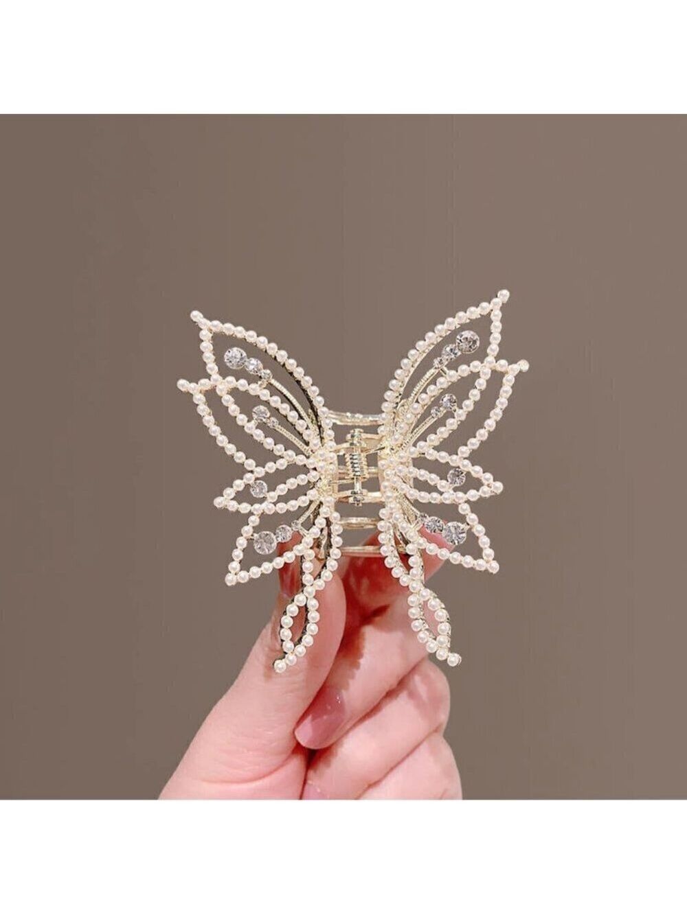 NEW Pearl Rhinestone Embellished Butterfly Hair Clip Claw